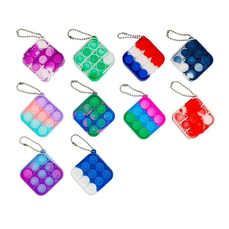 Silicone Mini Pop It Fidget Toy Keychain 5cm Square or Round 47