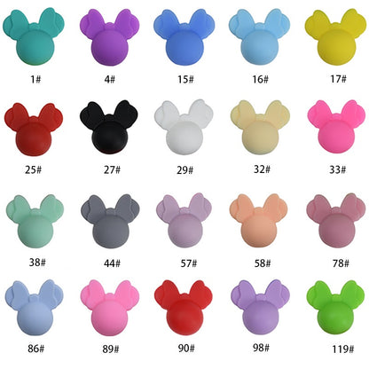 20pcs Silicone Focal Beads Round Ear Mouse Character Basic Shape 3