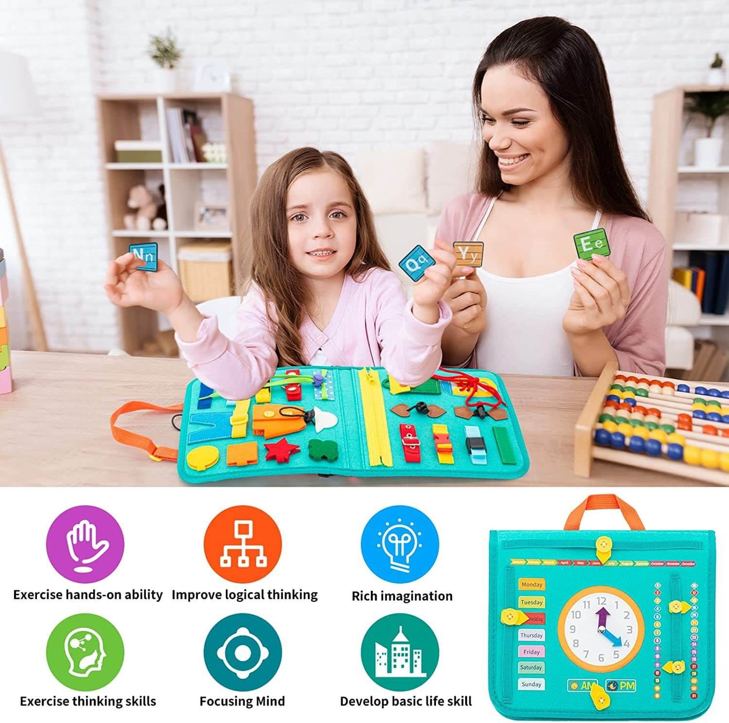 Montessori Busy Board Educational Toy for Toddlers 21 Activities 3