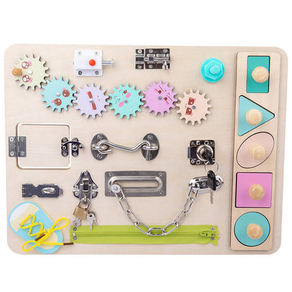 Wooden Montessori Busy Board Fine Motor Skills Toy for Toddlers