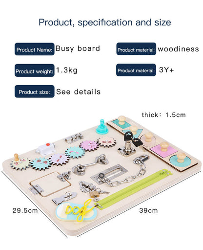Wooden Montessori Busy Board Fine Motor Skills Toy for Toddlers 13