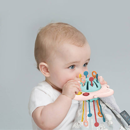 Silicone Sensory Fidget Toy UFO Montessori Pull String Activity 7