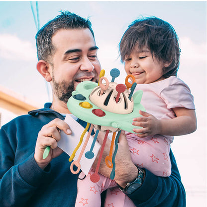 Silicone Sensory Fidget Toy UFO Montessori Pull String Activity 6