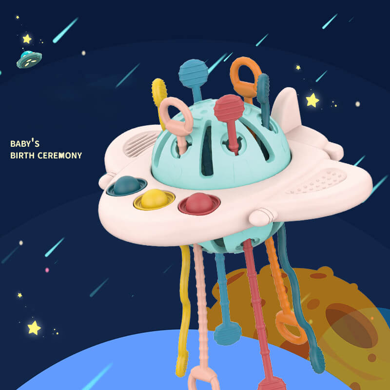 Silicone Sensory Fidget Toy UFO Montessori Pull String Activity 4