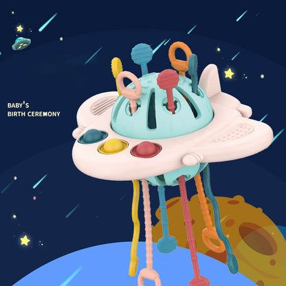 Silicone Sensory Fidget Toy UFO Montessori Pull String Activity 4