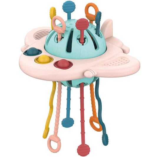 Silicone Sensory Fidget Toy UFO Montessori Pull String Activity