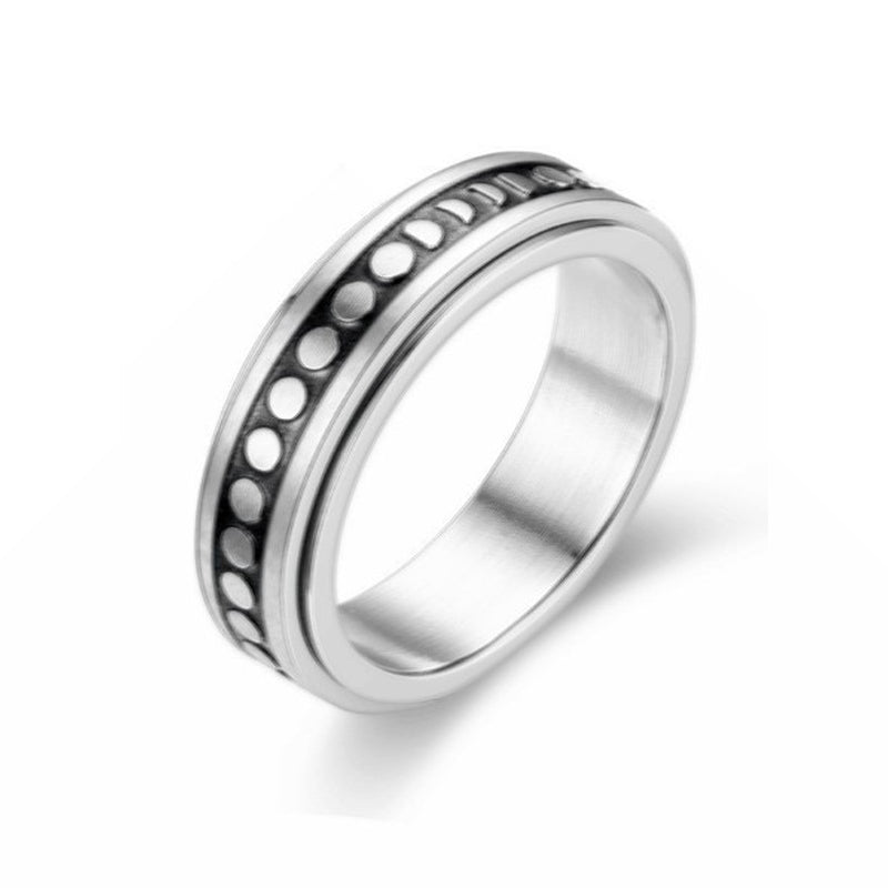 Stainless Steel Fidget Ring Moon Design Spinner Ring US Sizes 5-12