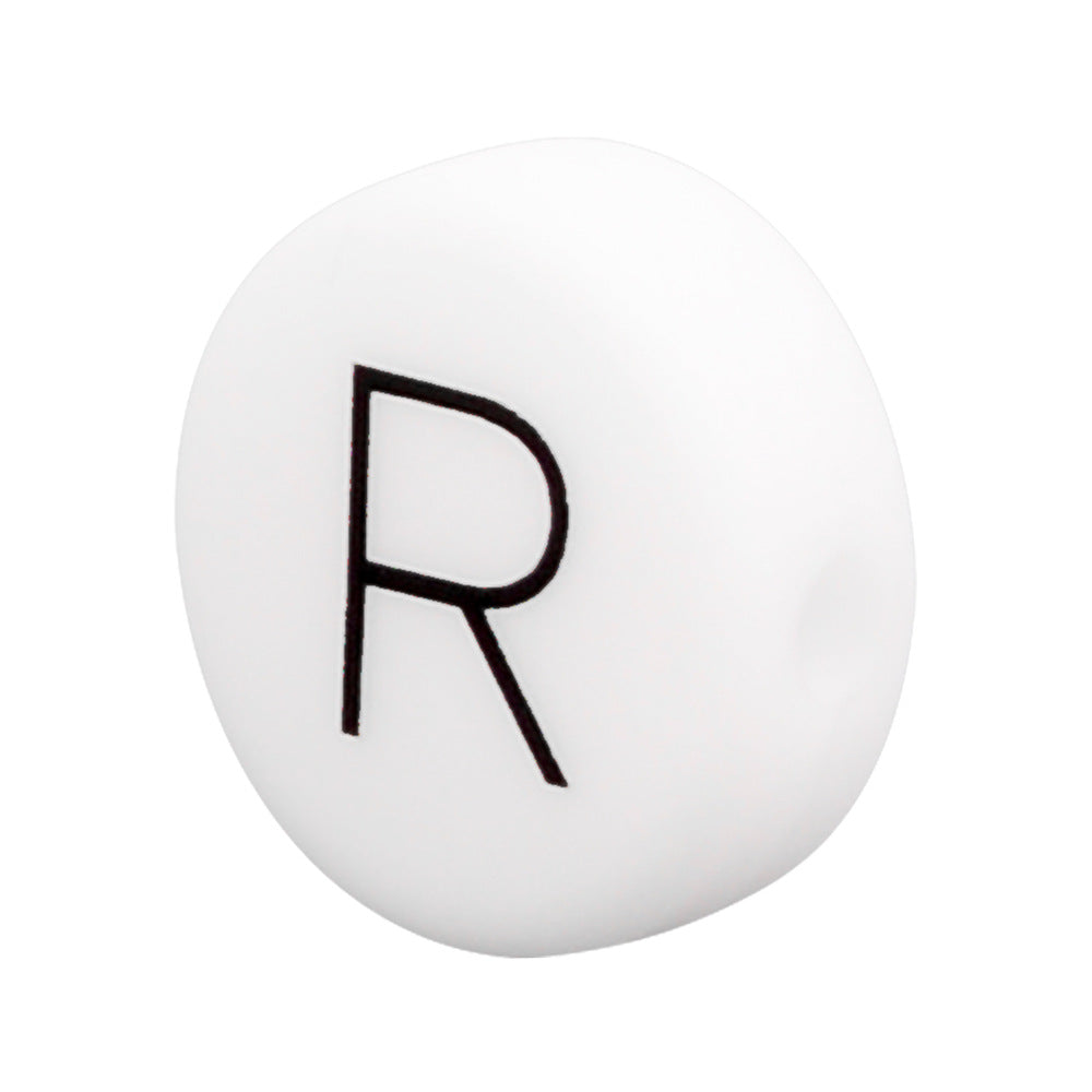 20pcs 12mm Silicone Letter Beads Alphabet Flat Round Single Letter 22