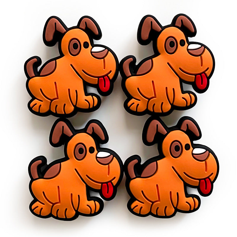 20Pcs Silicone Focal Beads Puppy Sitting Pose Orange