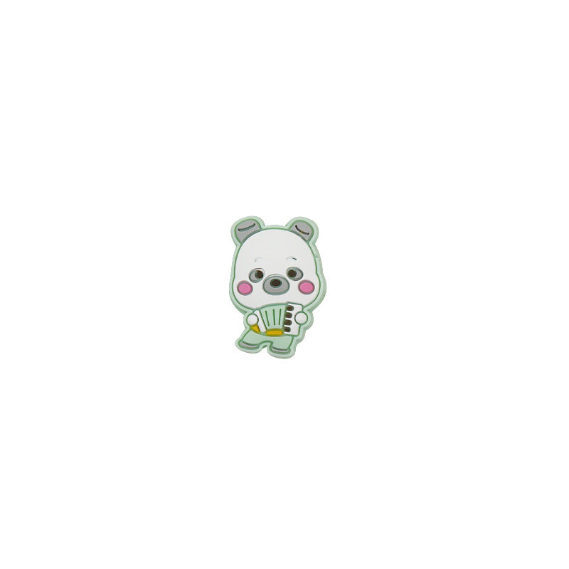 Silicone Focal Beads Cartoon Panda Playing Accordion Front Facing 8