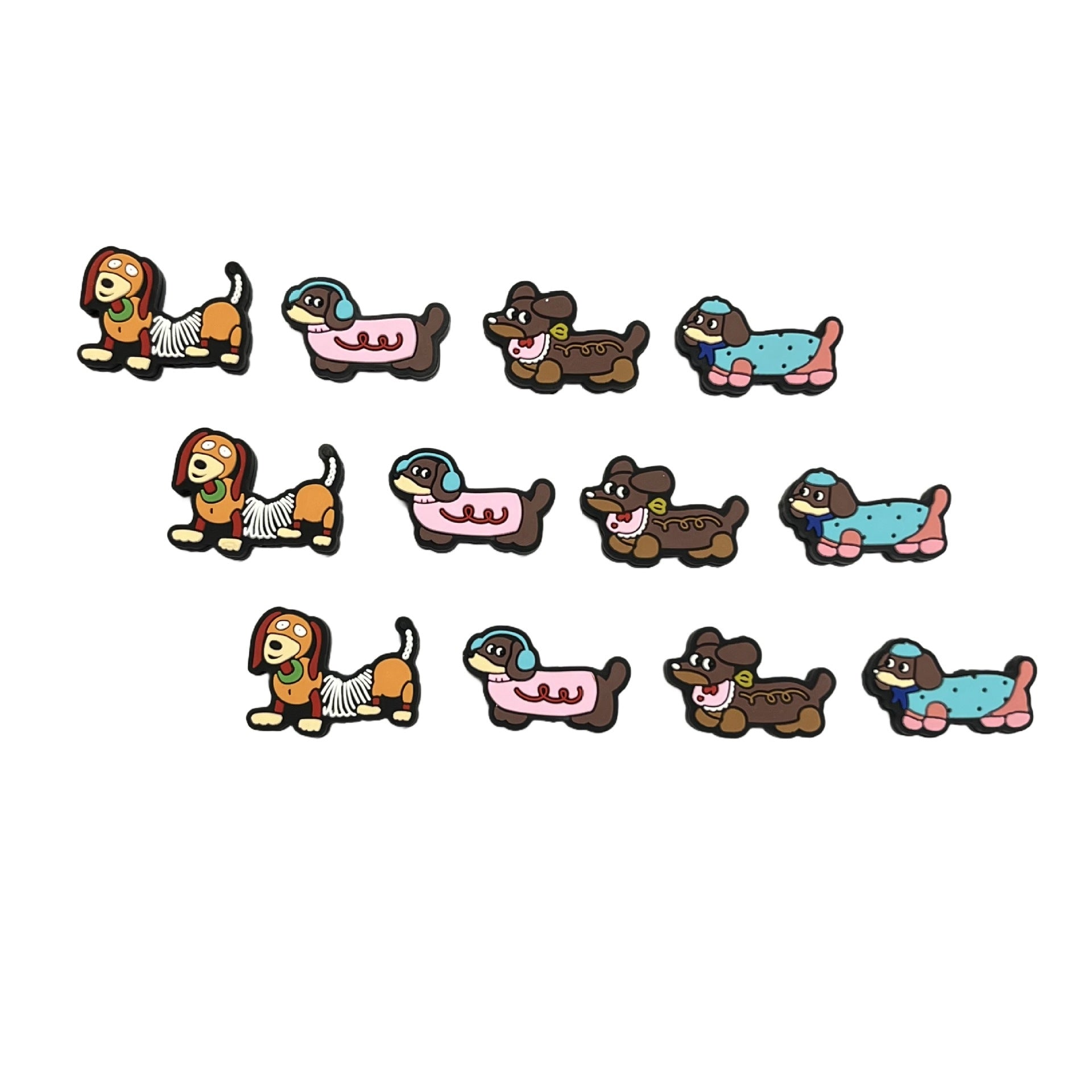 20Pcs Silicone Focal Beads Cartoon Animal Spring Dog Side Profile