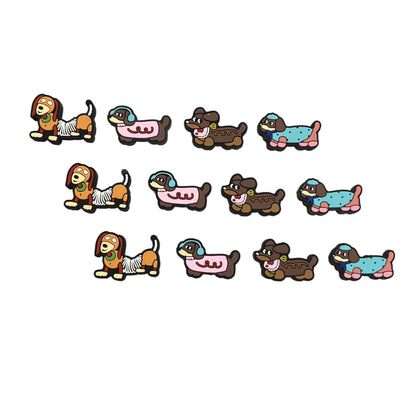 20Pcs Silicone Focal Beads Cartoon Animal Spring Dog Side Profile