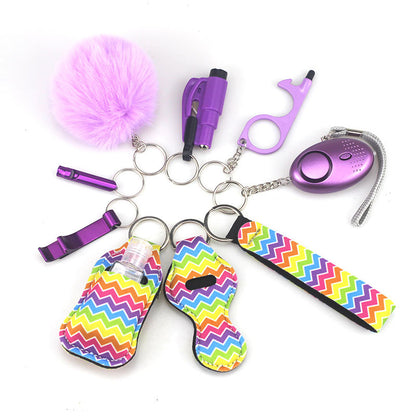 Outdoor Self Defense Alarm Whistle Pompom Keychain 10 Pack 45