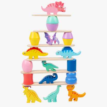 Wooden Building Blocks Dinosaur Stacking Puzzle Educational Toy