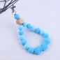 Rose Silicone Bead Wristlet Keychain with Wooden Accent Bead 11