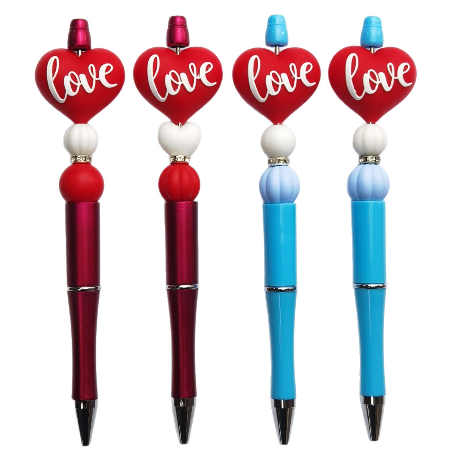 20Pcs Silicone 3D Focal Beads Valentine'S Day Red Love Front Facing 5