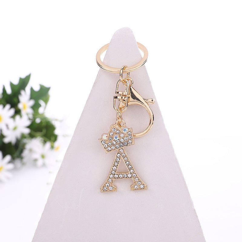 Alloy Diamond Letter Keychain Zinc Alloy Material A to Z Initial 6