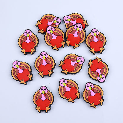 20pcs Silicone Focal Beads Thanksgiving Turkey Side Profile 3