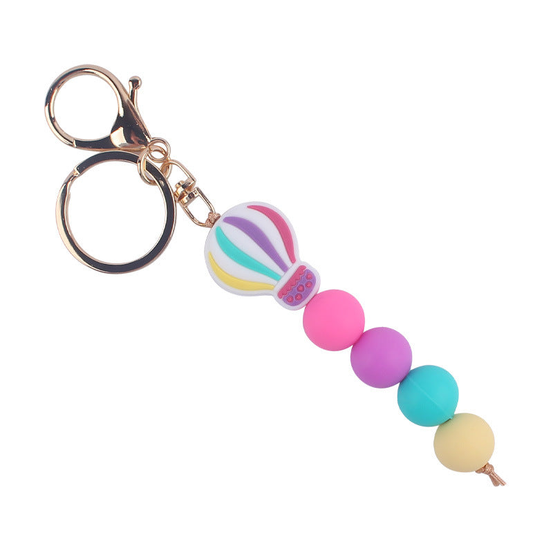 Hot Air Balloon Silicone Bead Keychain with Lobster Clasp Charm 8