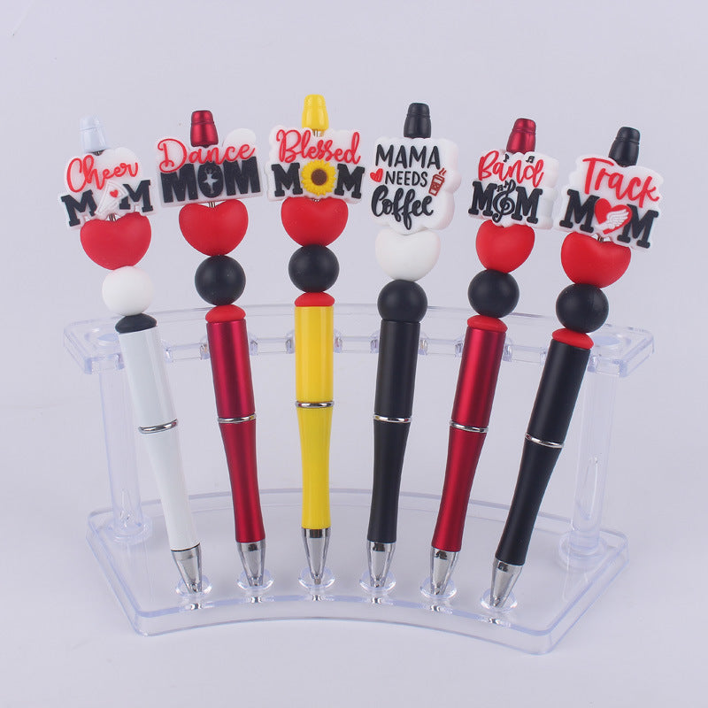 Mom Series Pattern Silicone Beaded Pens Handmade Office School Supplies