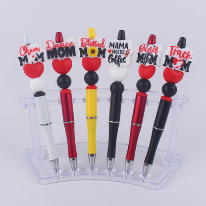Mom Series Pattern Silicone Beaded Pens Handmade Office School Supplies