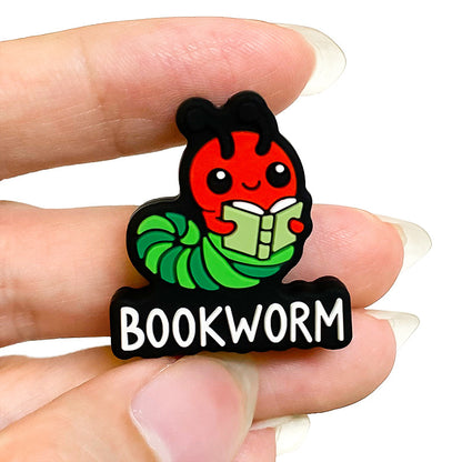 20Pcs Silicone Focal Beads Cartoon Caterpillar with Book Accessory 5