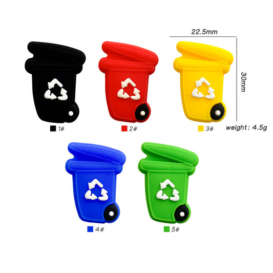 20pcs Silicone Focal Beads Garbage Bin with Lid Raised Recycling Symbol