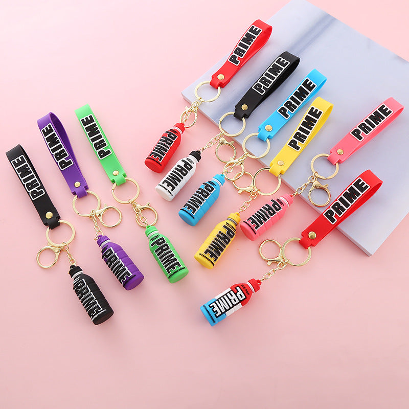 Creative Prime Drink Bottle PVC Keychain Soft Rubber Charm