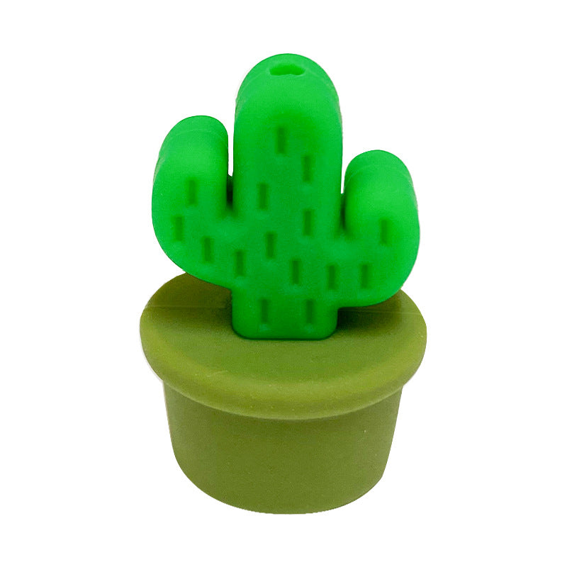 20Pcs Silicone 3D Focal Beads Flowerpot Cactus Fleshy with Colorful Pots 12