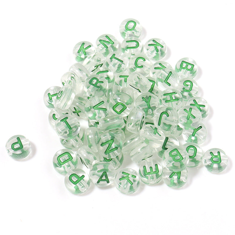 100pcs Letter Acrylic Beads Transparent Candy Color DIY Bracelet Making 25