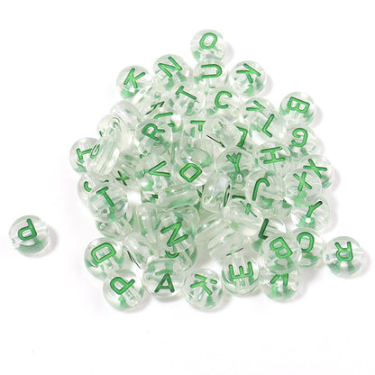 100pcs Letter Acrylic Beads Transparent Candy Color DIY Bracelet Making 25