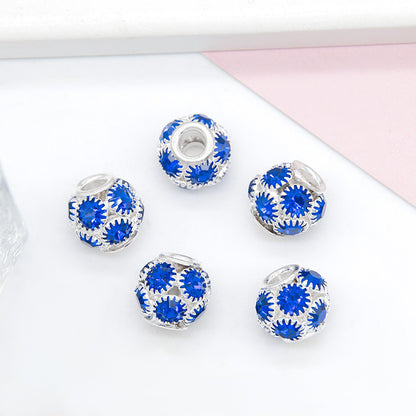 50pcs 8mm Metal Hollow Rhinestone Spacer Beads Silver and Gold 11