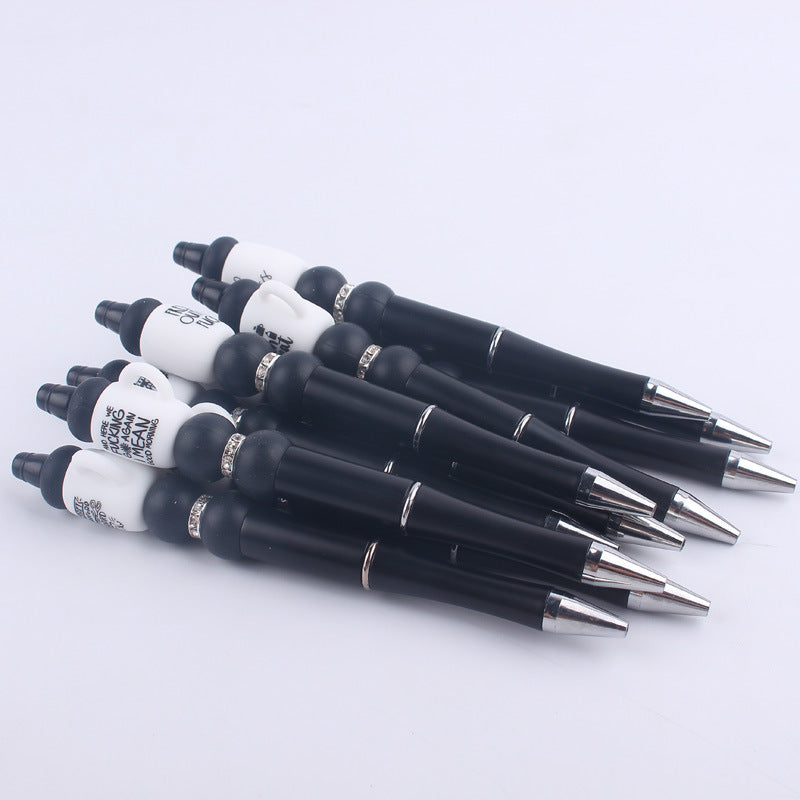 Black Cup Silicone Beaded Pens Handmade Novelty Pen Gift 3