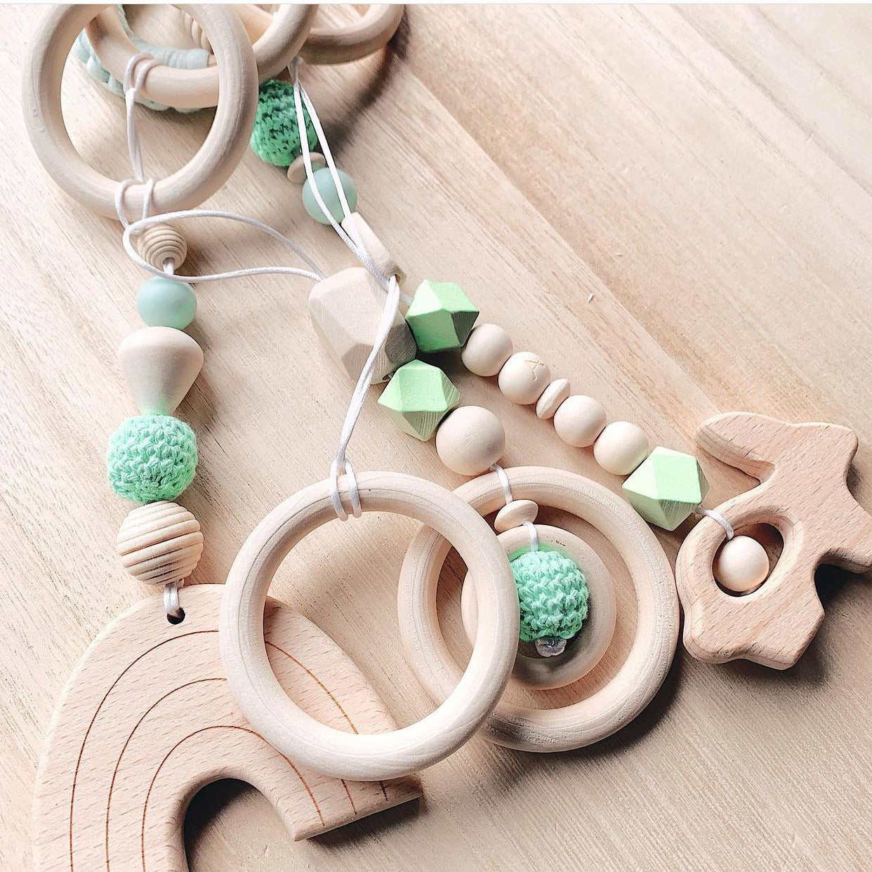 Wooden Thread Bead Teether Toy Baby Sensory Toys 4 Pack 3