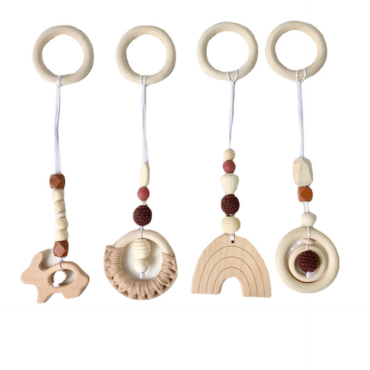 Wooden Thread Bead Teether Toy Baby Sensory Toys 4 Pack
