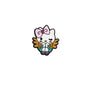 Silicone Focal Beads White Cat No Mouth Pink Bow Holding Wings 6