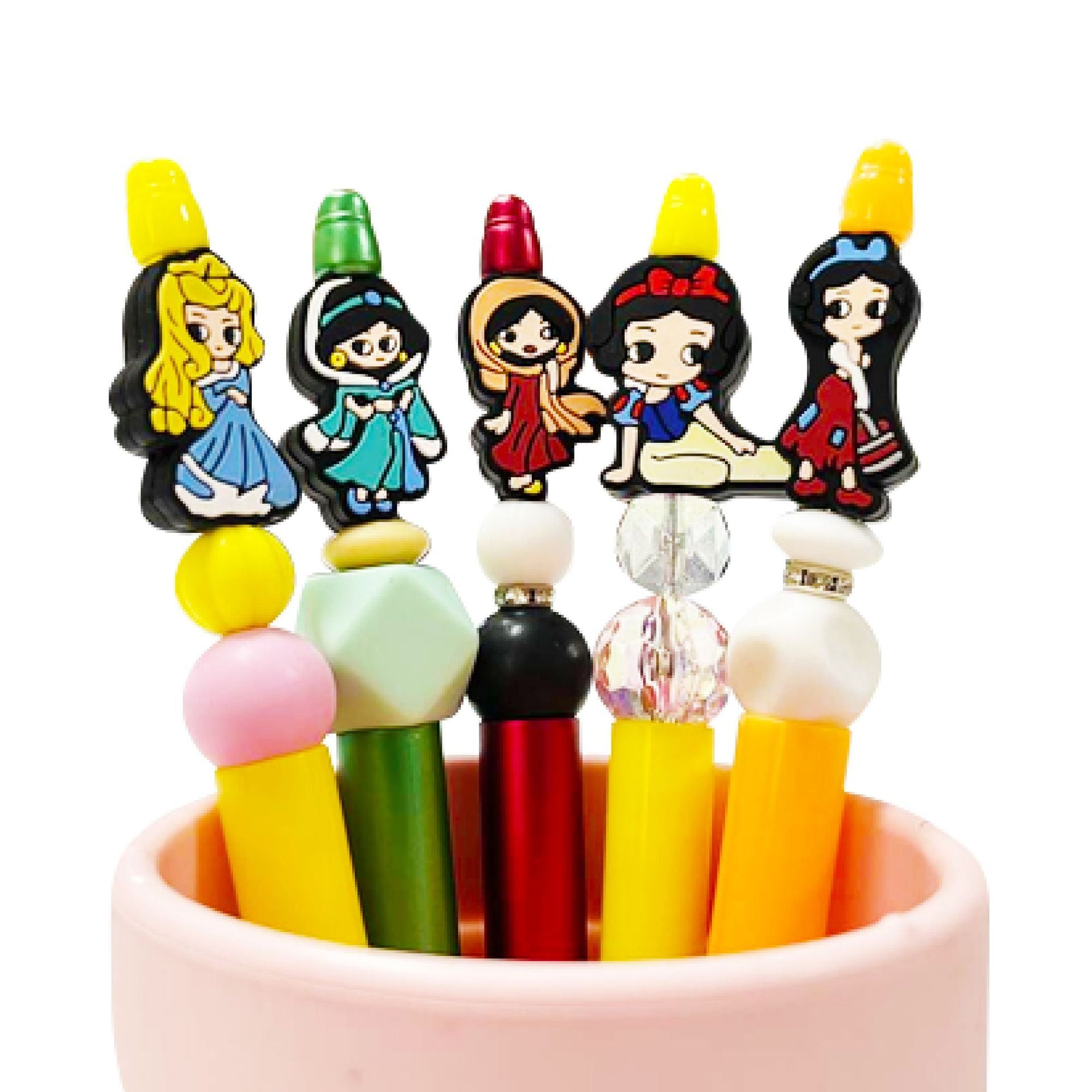 Silicone Focal Beads Cartoon Princess Sitting Pose 3