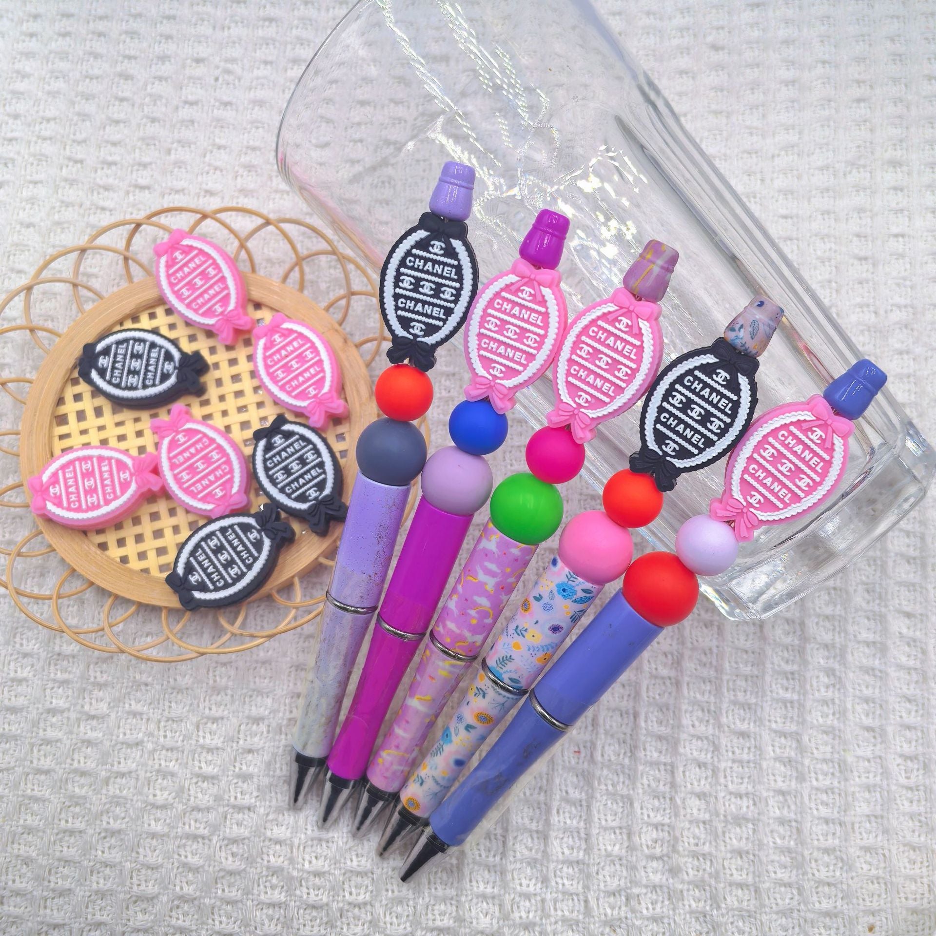 20Pcs Silicone Focal Beads Magic Mirror Oval with Bow Detail 2