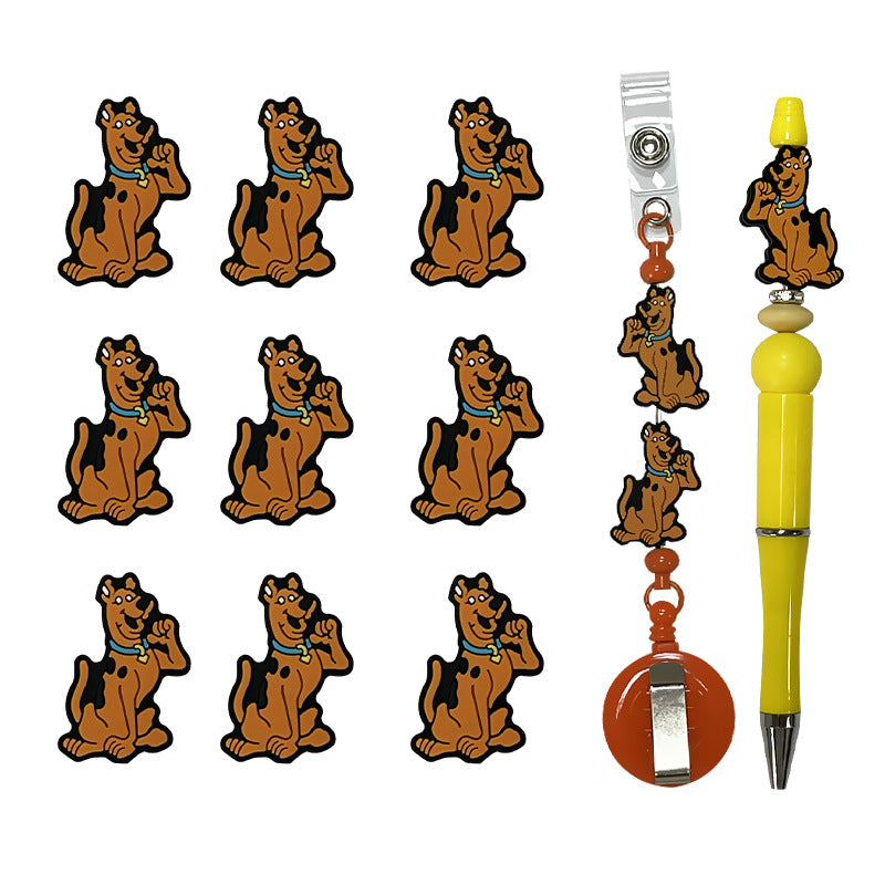 Silicone Focal Beads Brown Dog Character Side Profile 2