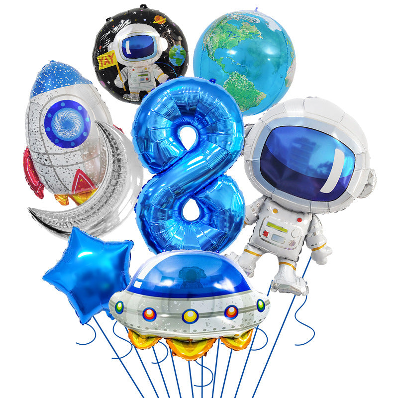 Space Theme Astronaut Rocket Spaceship Foil Balloon Set 11