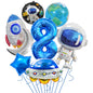 Space Theme Astronaut Rocket Spaceship Foil Balloon Set 11
