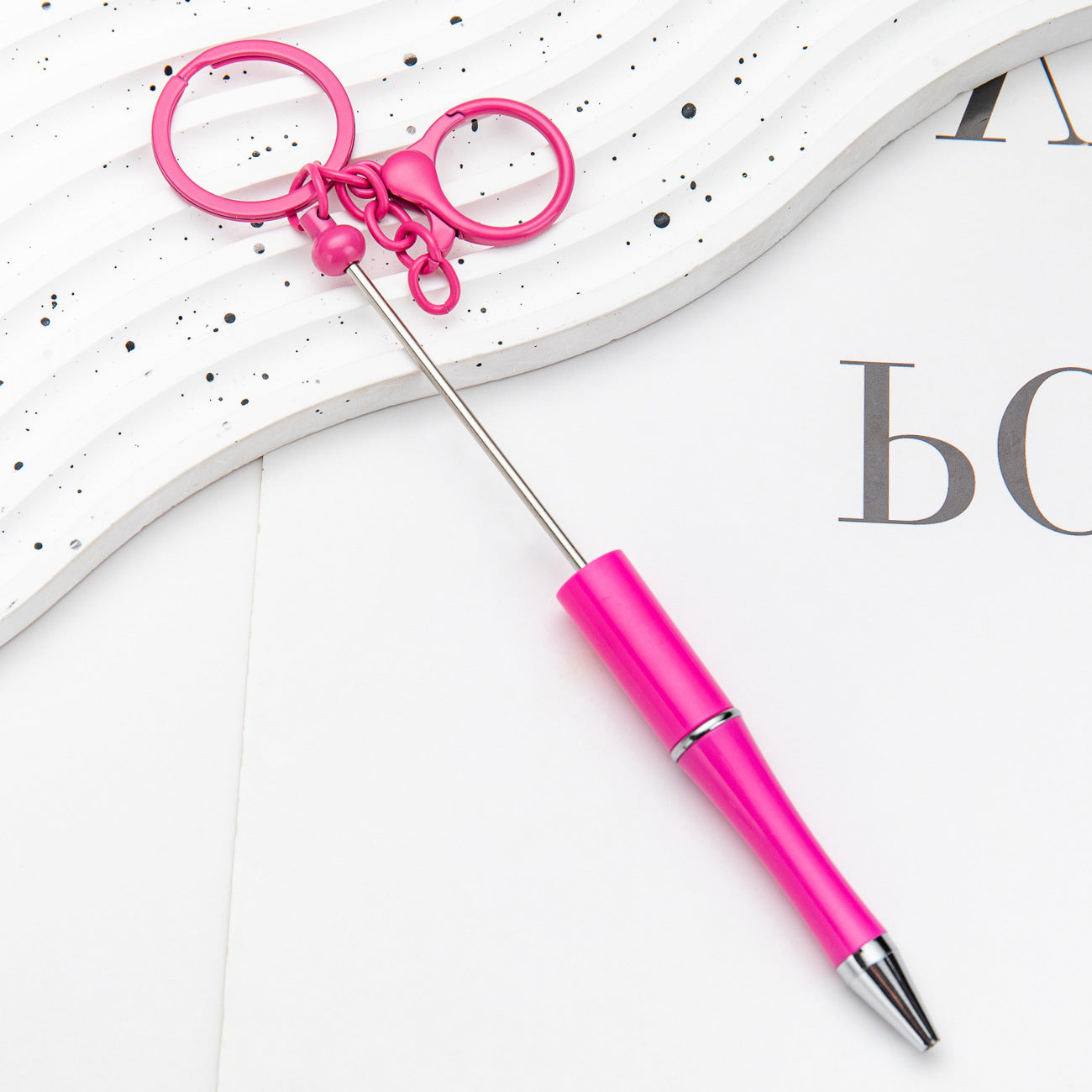 DIY Portable Keychain Beadable Ballpoint Pen Metal Plastic 21.5cm 12