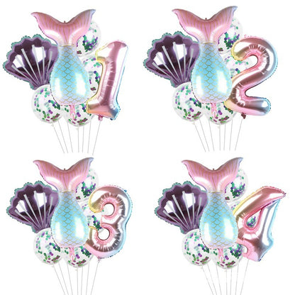 Mermaid Tail Foil Balloon Set Birthday Party Decoration 7Pcs 2