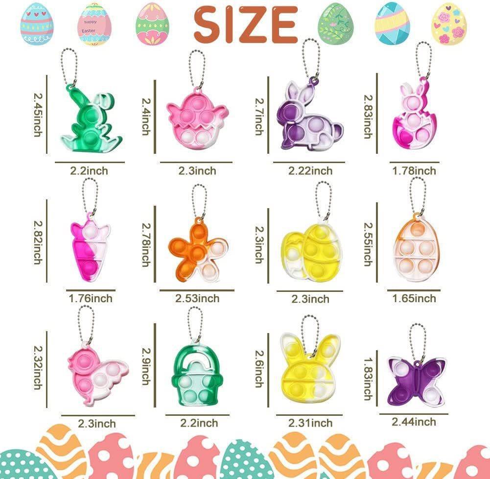 Silicone Pop It Fidget Toy Easter Theme Keychain Sensory Toy 3