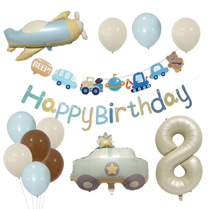 Retro Police Car and Airplane Foil Balloons Birthday Party Set 11