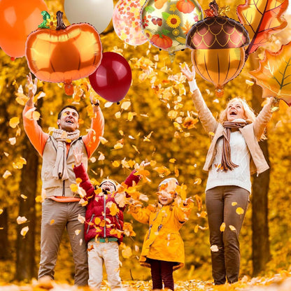 Pumpkin and Maple Leaf Foil Balloon Set Thanksgiving Party Decoration 5