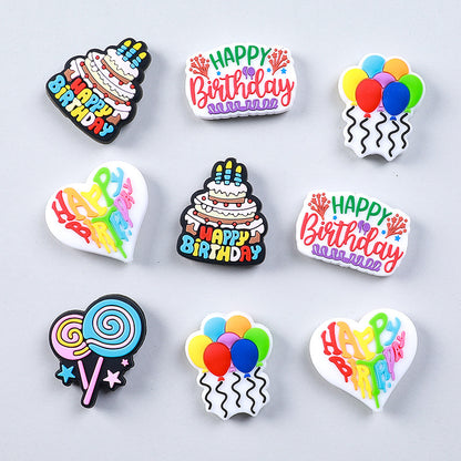 20Pcs Silicone Focal Beads Happy Birthday Party Balloon Cake Heart 3