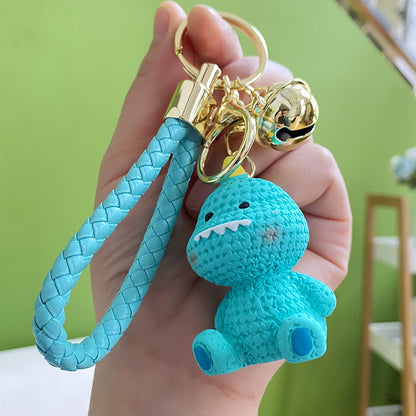 Resin Wool Animal Keychain Cute Charm with Braided Strap 8