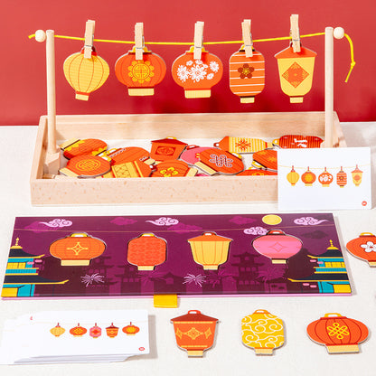 Wooden Lantern Shape Pairing Montessori Toys Educational 4