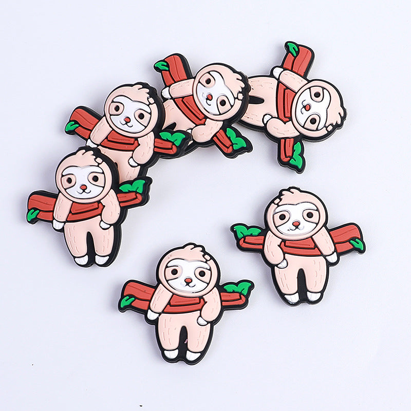 20pcs Silicone Focal Beads Sloth Hanging on Branch 3